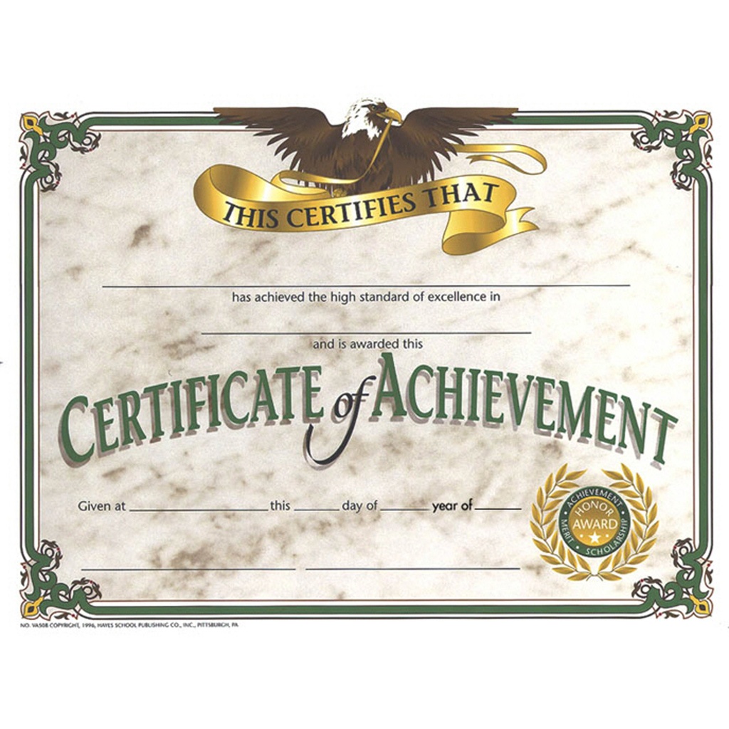 30ct Certificate of Achievement Awards