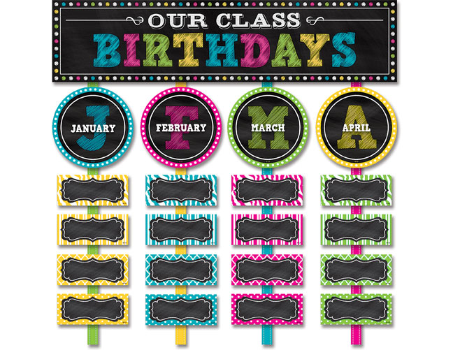 Chalkboard Brights Our Class Birthdays Bulletin Board Set