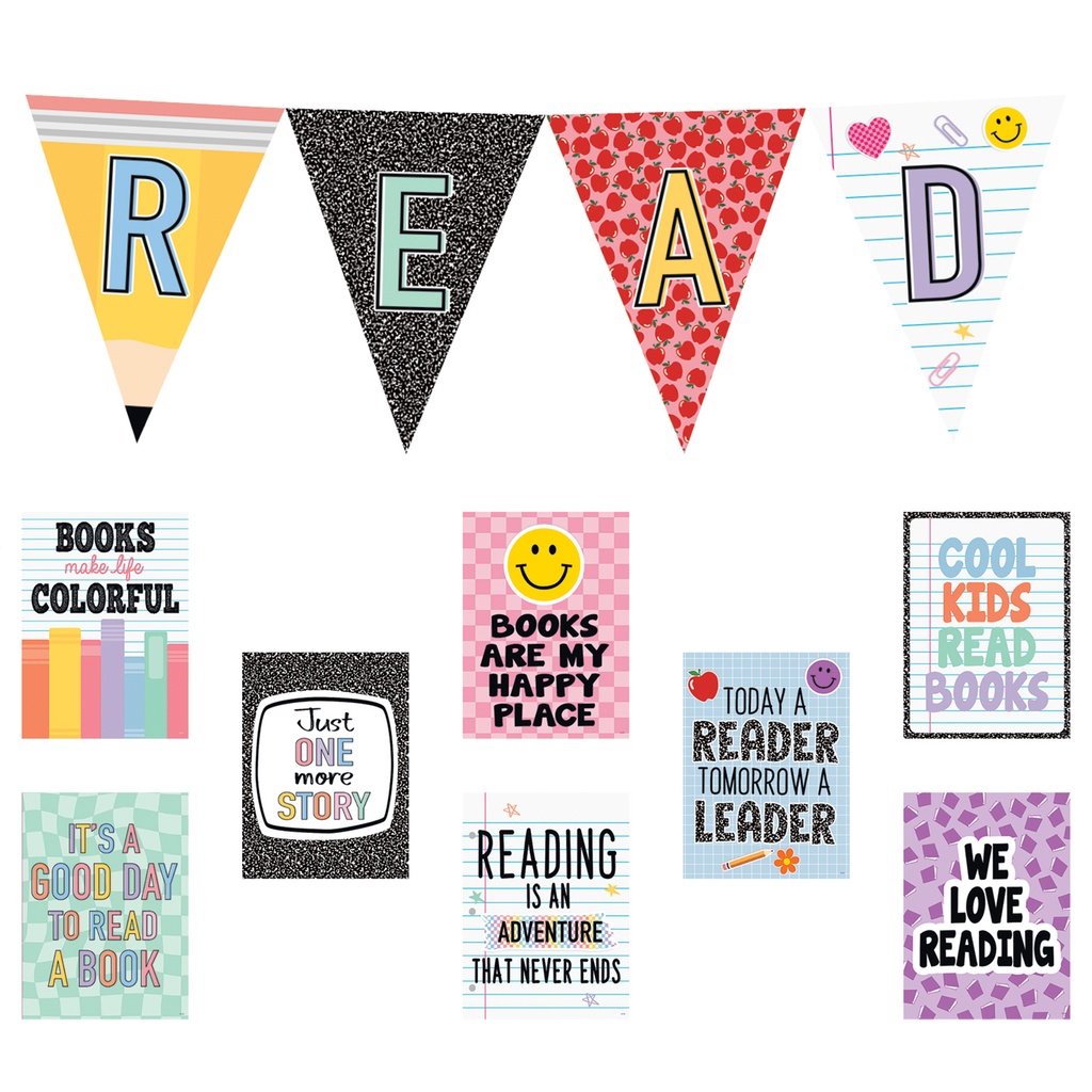Cool for School Read Pennants Bulletin Board (12 pcs)