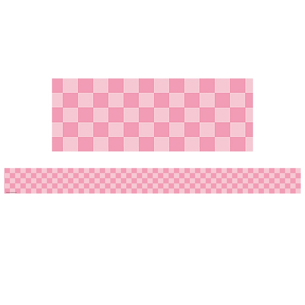 Cool for School Pink Checkers Straight Border Trim