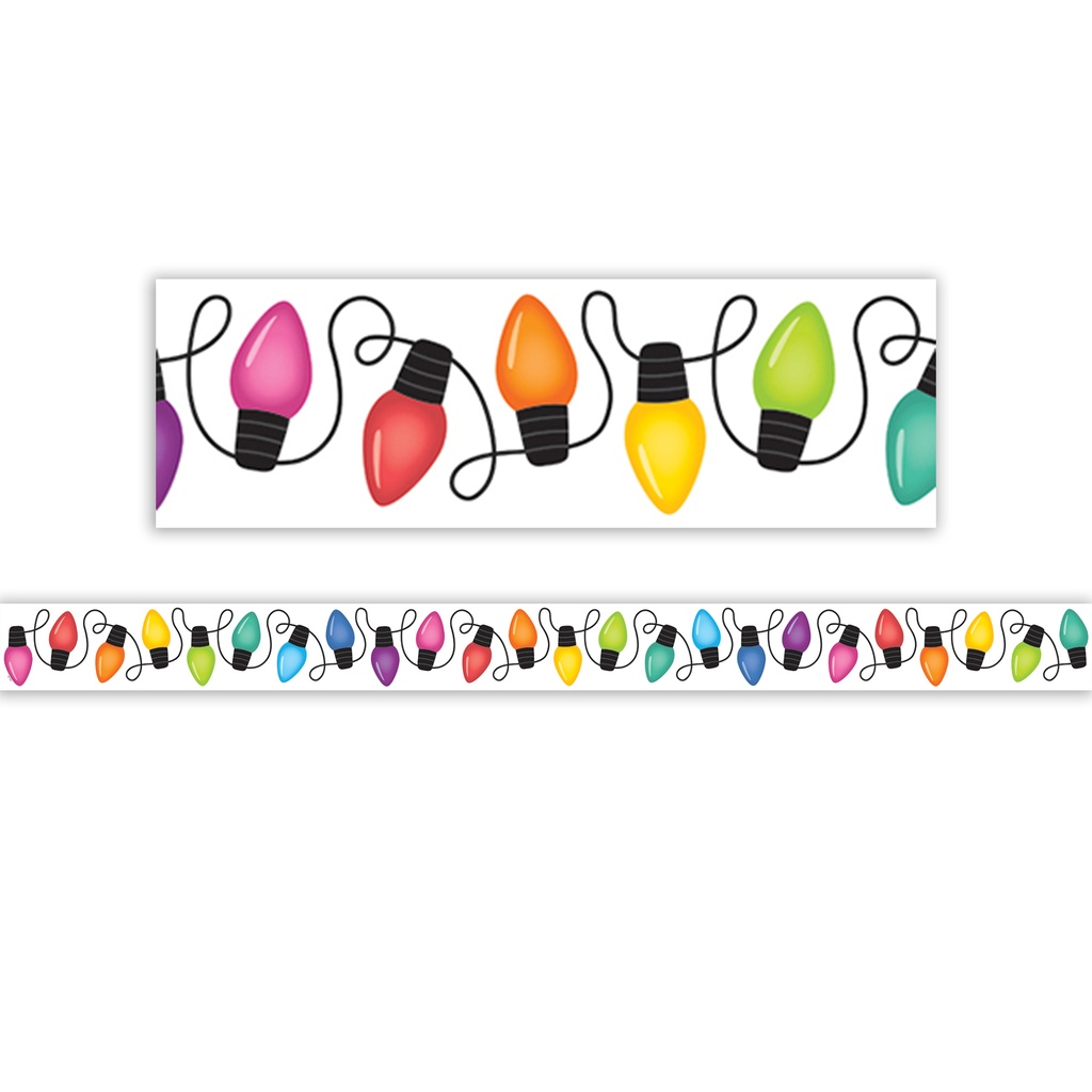 Colorful Holiday Lights Die-Cut Border Trim
