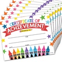 Colorful Crayons Award Certificates of Achievement for Students, Set of 25