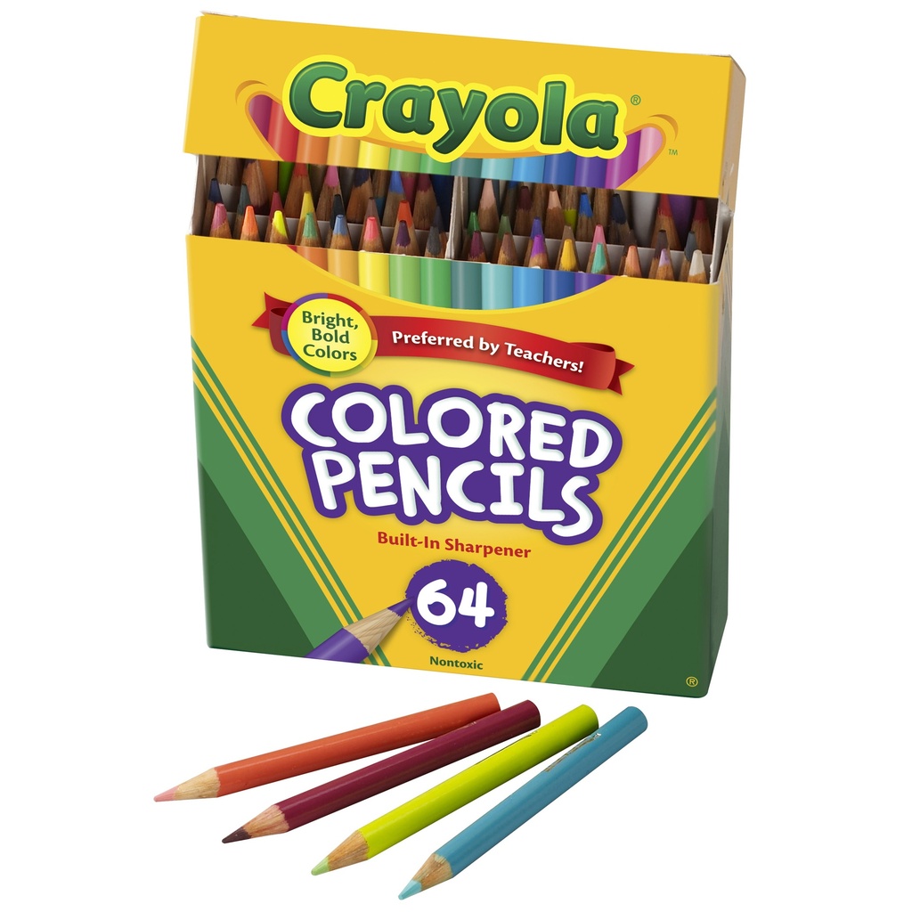Short Colored Pencils 64 Count with Sharpener