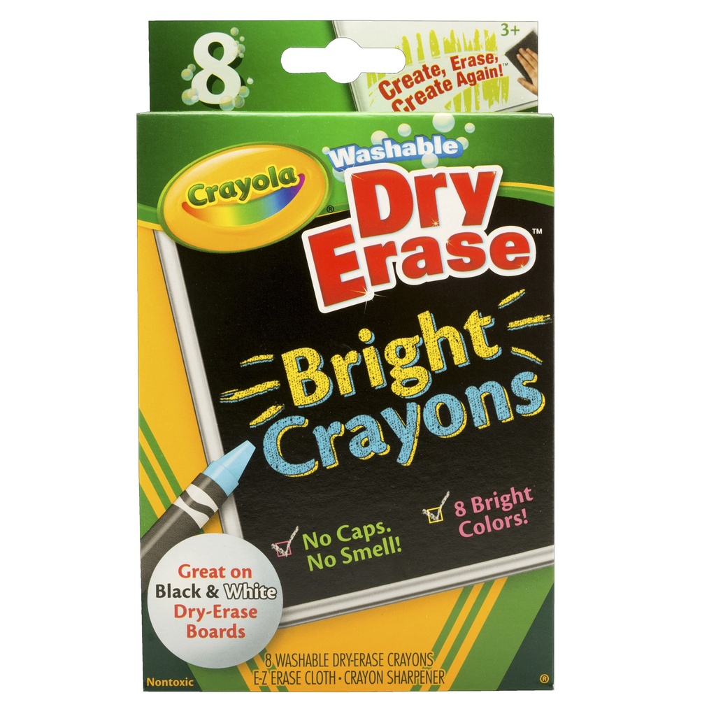 Bright Colors Dry Erase Washable Crayons 8 Count