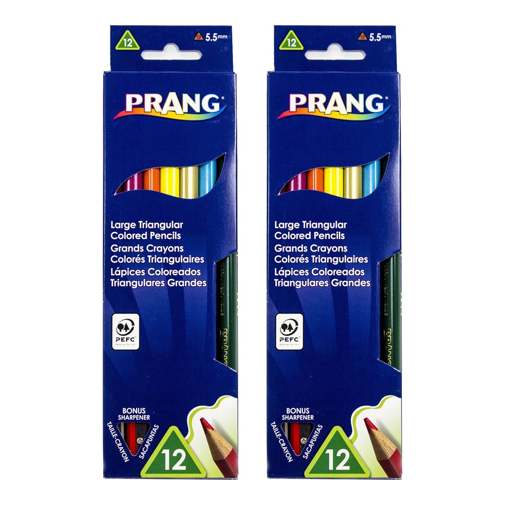 Triangular Colored Pencils With Sharpener 2 Packs of 12 Colors