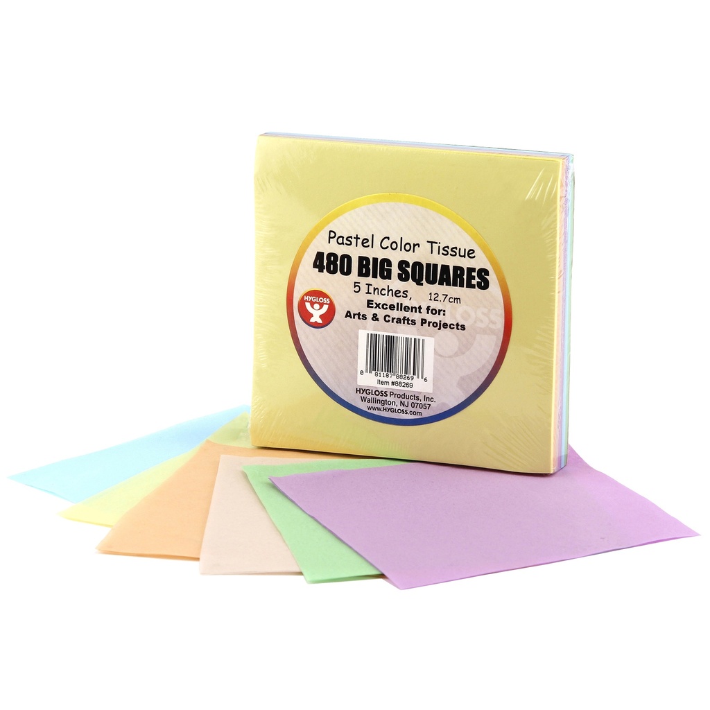 Pastel Colors 5" Tissue Squares Pack of 480