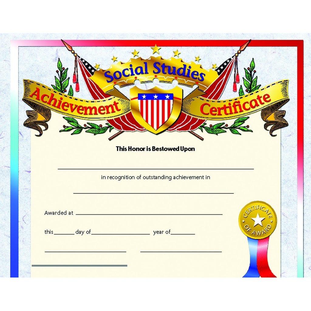 Social Studies Achievement Certificates Pack of 30