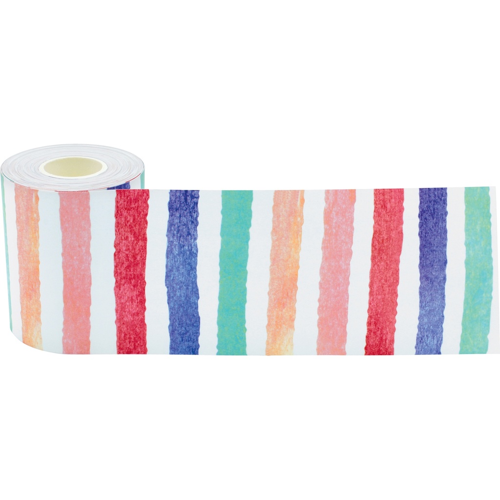 Watercolor Stripes Straight Rolled Border Trim