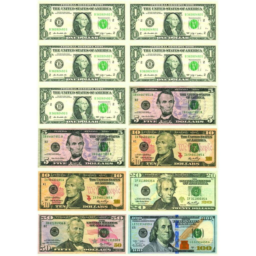 U.S. Dollars Math Die-Cut Magnets