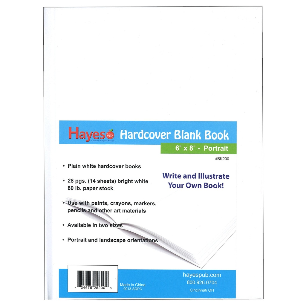 White 6" x 8" Hardcover Blank Book