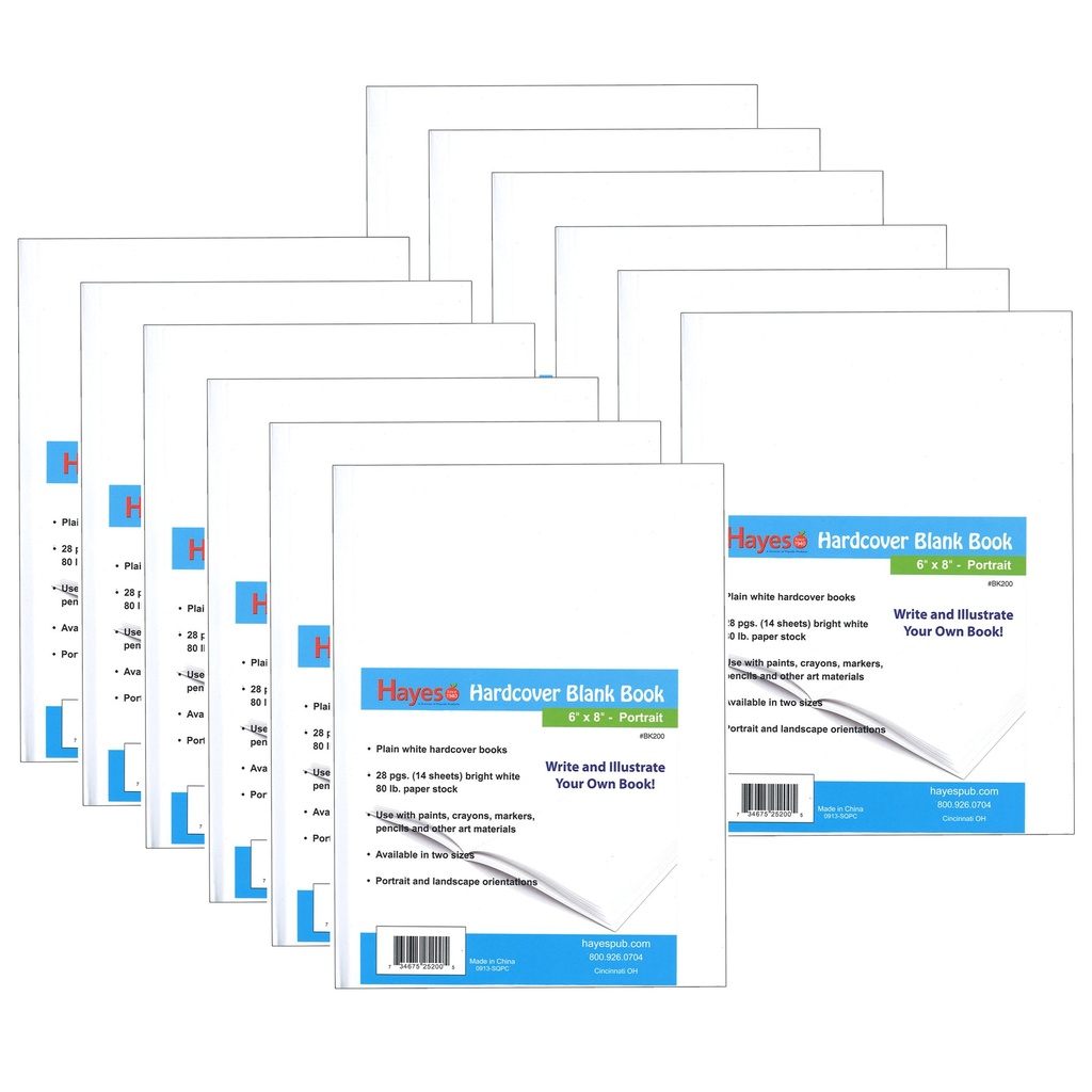 6" x 8" Portrait Hardcover Blank Books Pack of 12