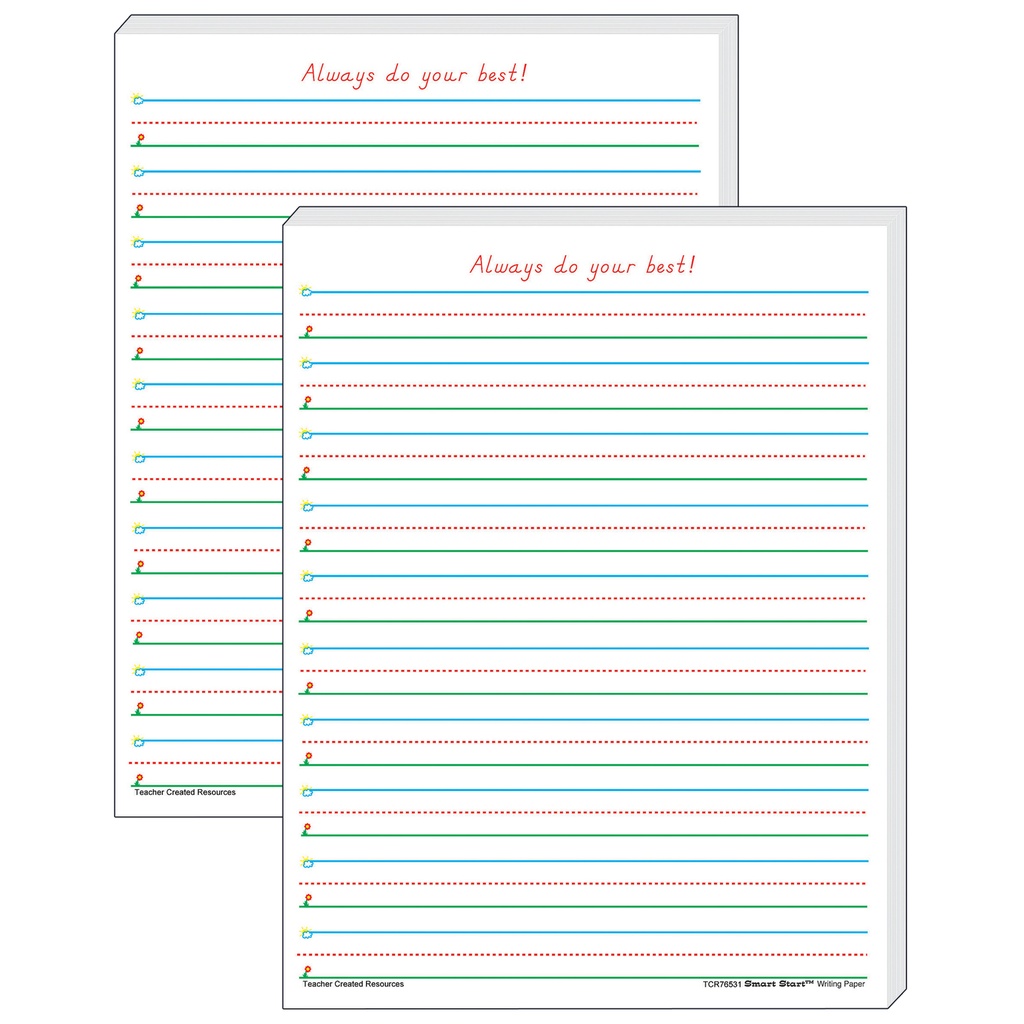 Smart Start 1-2 Writing Paper: 100 Sheets Per Pack 2 Packs