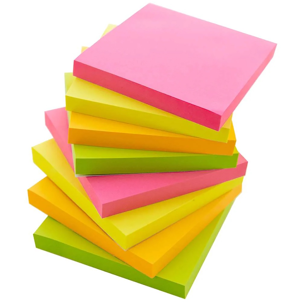 Neon 3" x 3" Stick On Notes Pack of 12