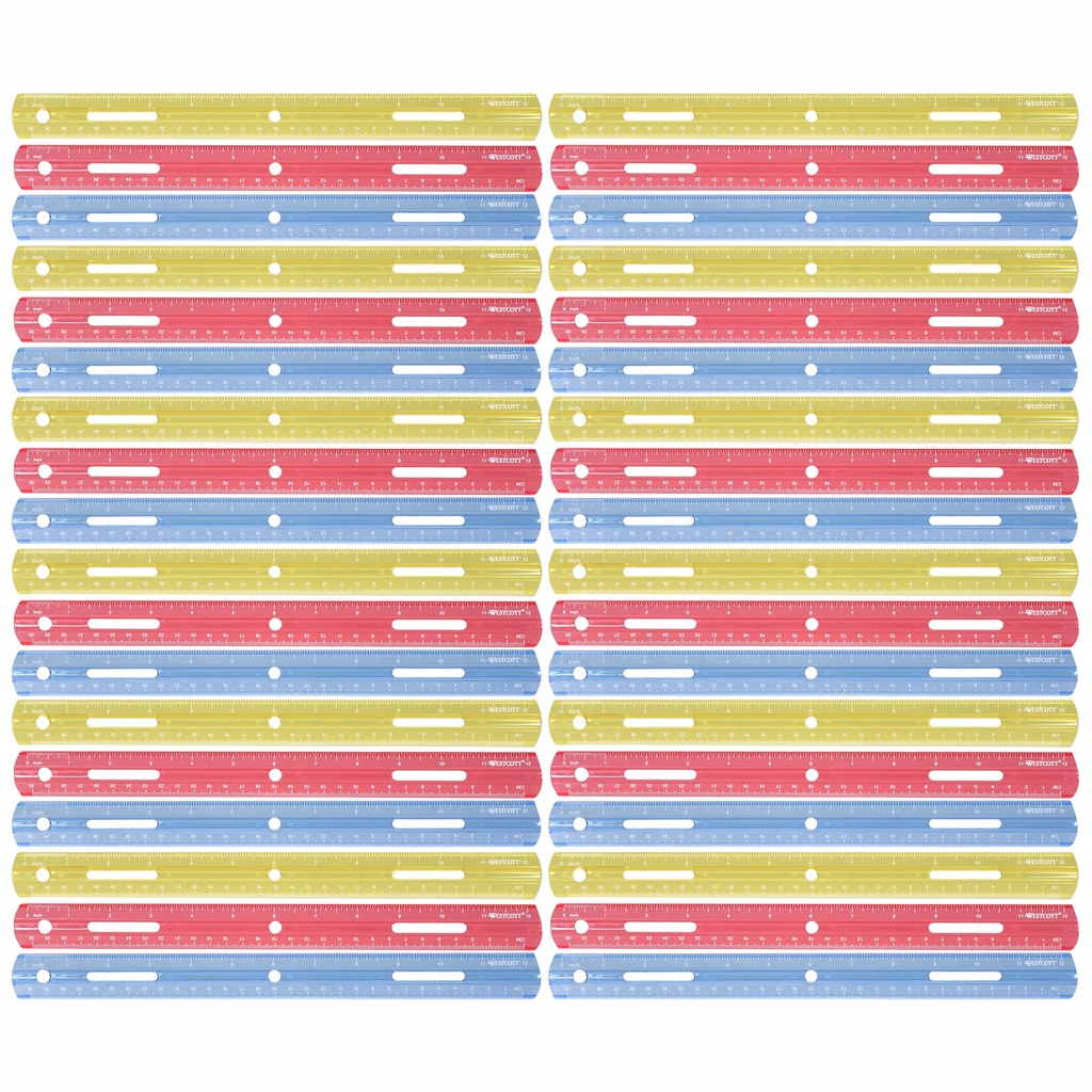 12" Plastic Ruler, Assorted Colors, Pack of 36 | 10526-36 ACM
