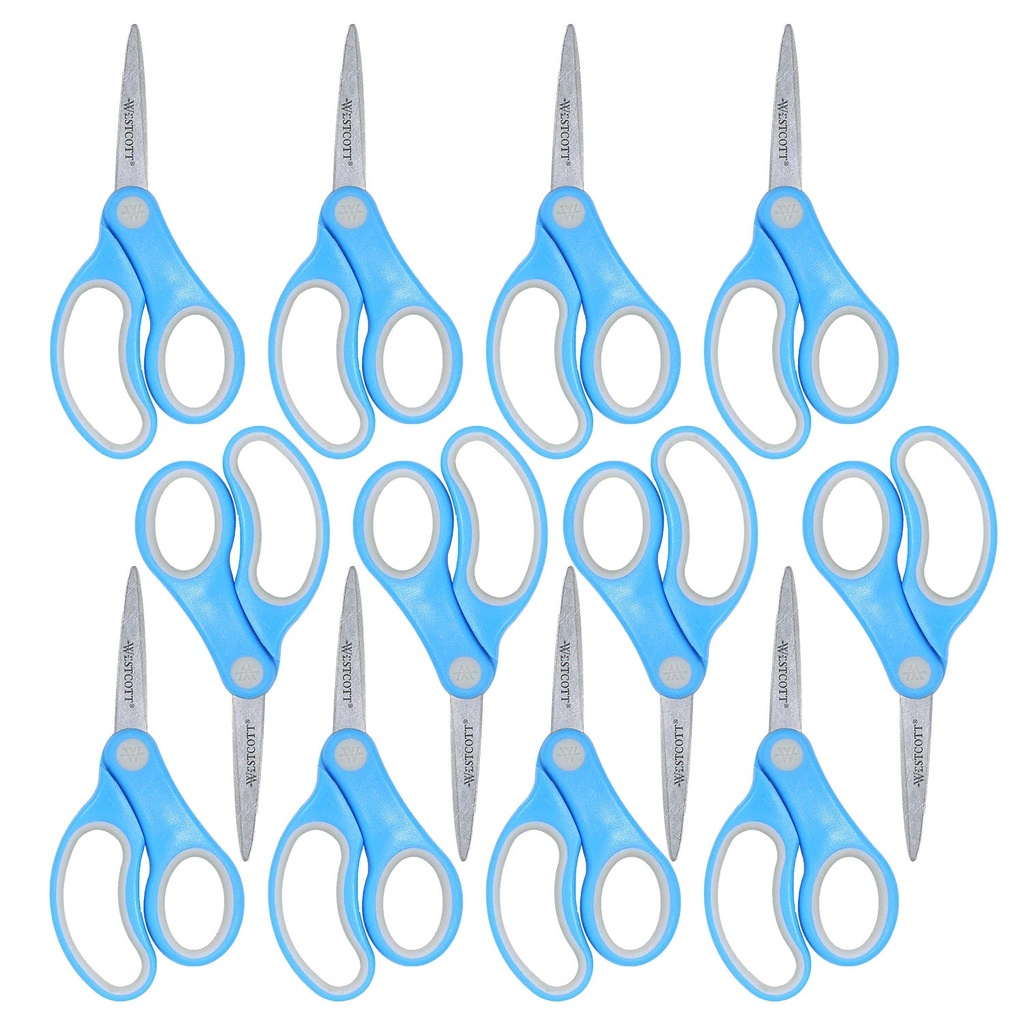 5" Pointed Soft Handle Assorted Colors Kids Scissors 12ct 