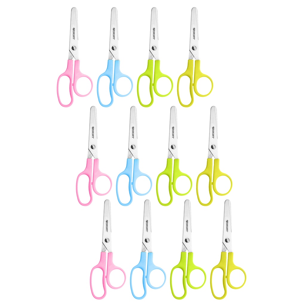 Value Kids Scissors, Blunt, 5", Assorted Colors, Pack of 12 | 42516-12 ACM