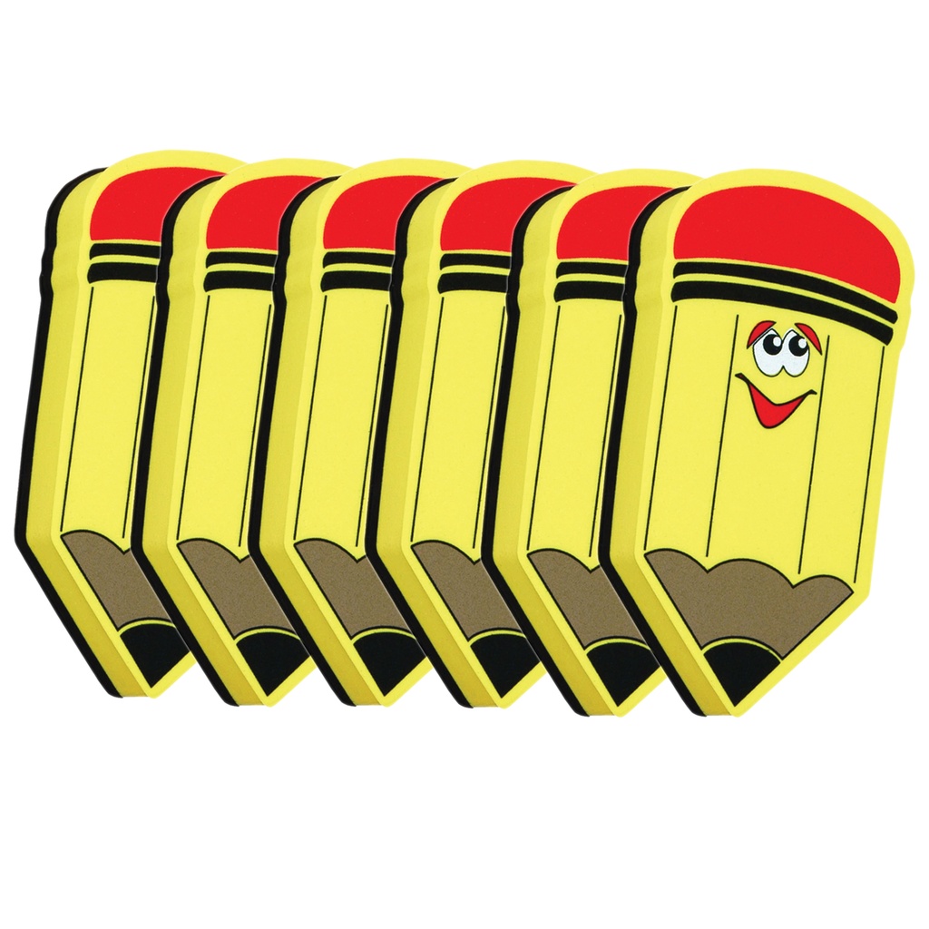 Pencil Magnetic Whiteboard Erasers 6ct