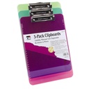 Assorted Neon Colors Translucent Letter Size Plastic Clipboards Pack of 3