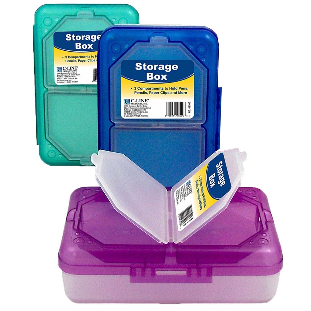 Assorted Colors 3 Compartment Storage Boxes Pack of 3