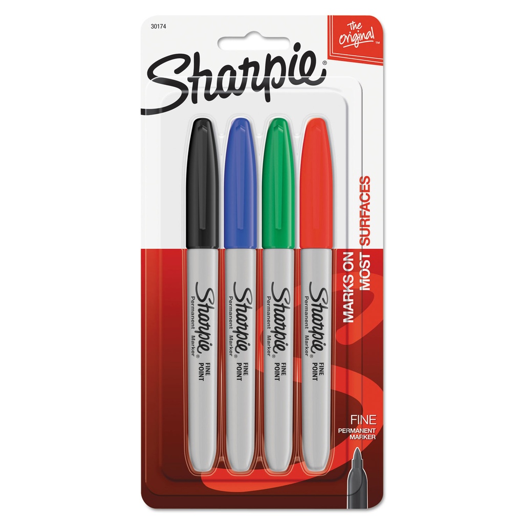Assorted Fine Point Permanent Markers Set of 4