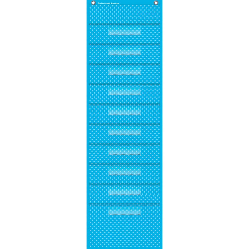 Aqua Polka Dots 10 Pocket File Storage Pocket Chart