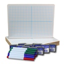 9" x 12" XY Axis/Plain Two-Sided Dry Erase Boards with Colored Pens & Erasers Class Pack of 12
