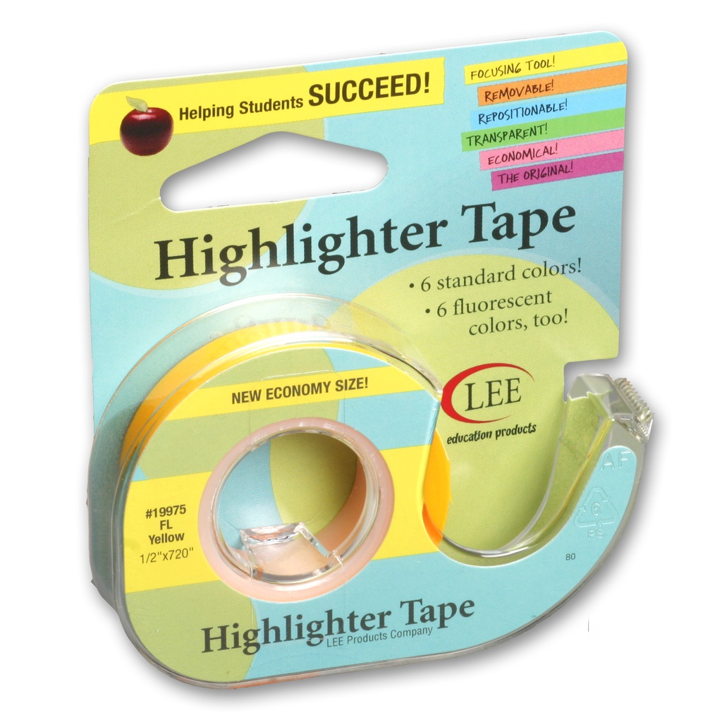Fluorescent Yellow 1/2" x 720" Highlighter Tape
