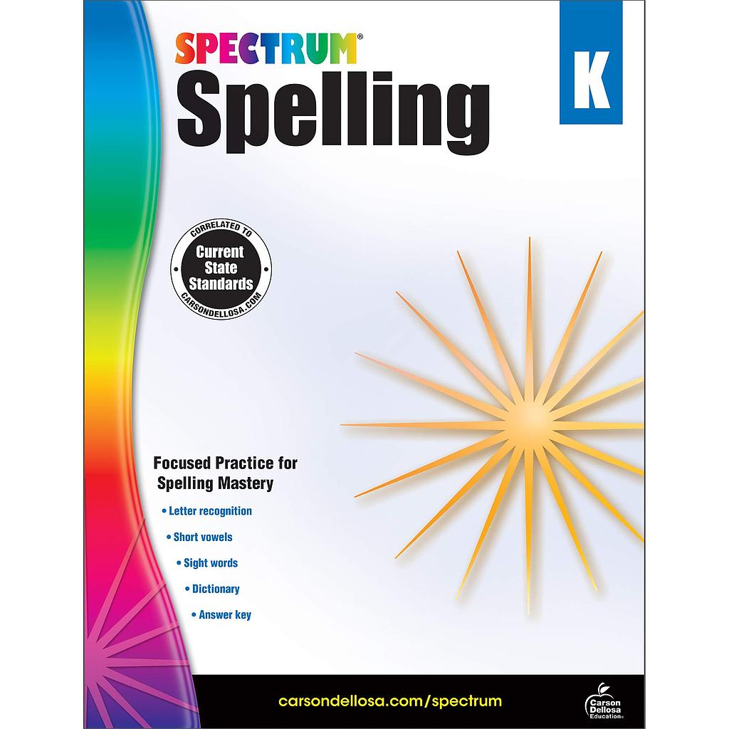 Spectrum Spelling Workbook Grade K Paperback