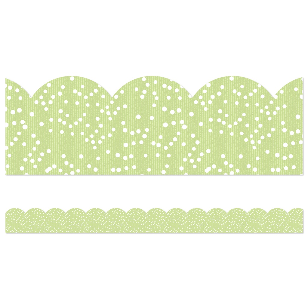 Crafty and Cool Light Green with Dots Scalloped Border