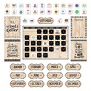 Black, White, and Wood Calendar Bulletin Board Set