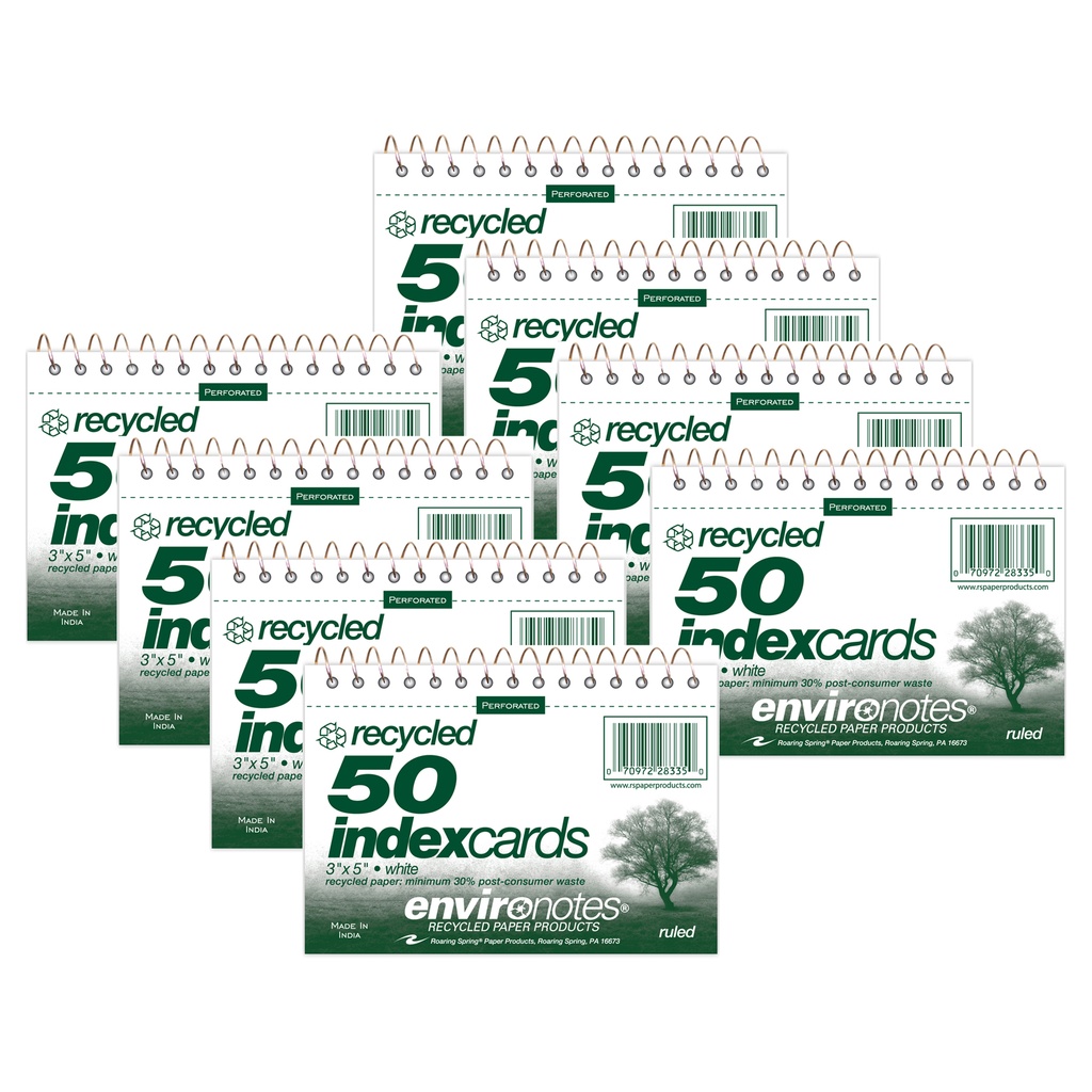 Wirebound 3" x 5" Ruled Index Cards Pack of 8