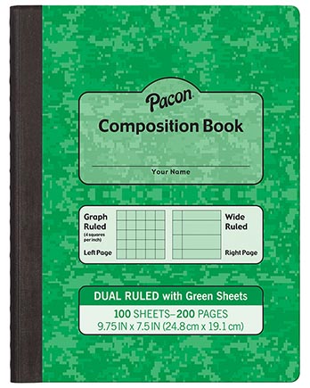 Green Dual Ruled Composition Book