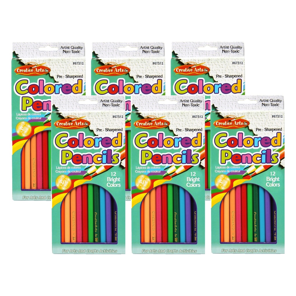 Assorted Pre-Sharpened Colored Pencils 72ct in 12 Colors