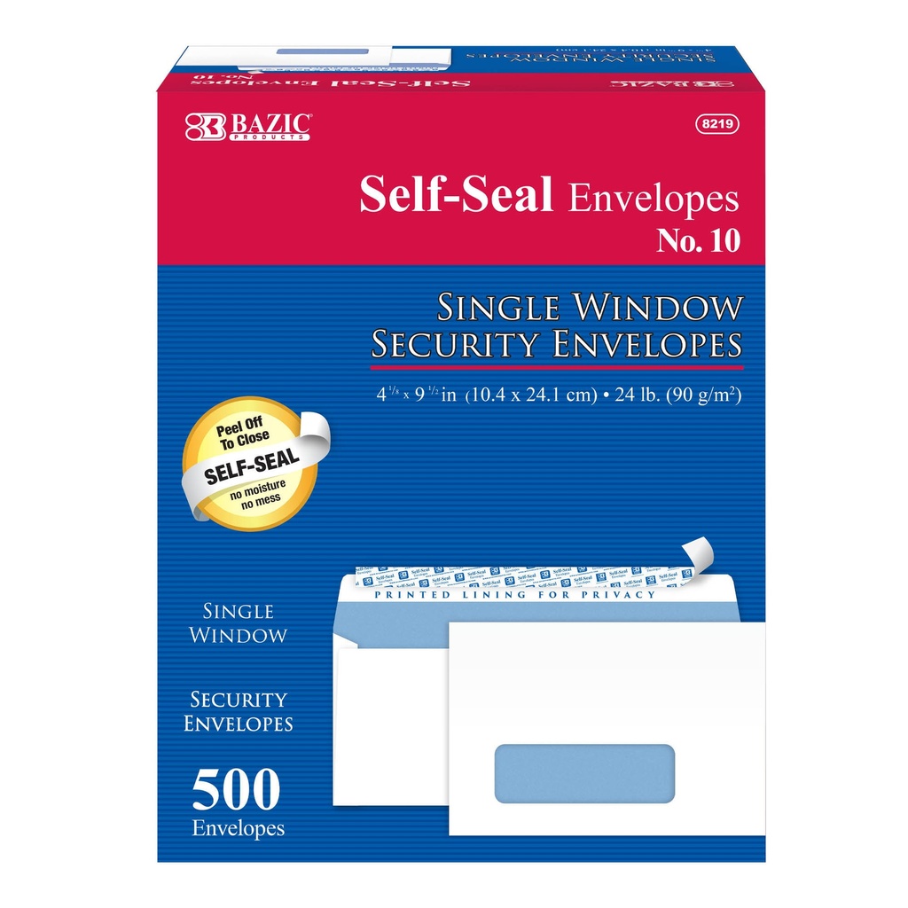 #10 Self-Seal Security Single Window Envelopes 500ct