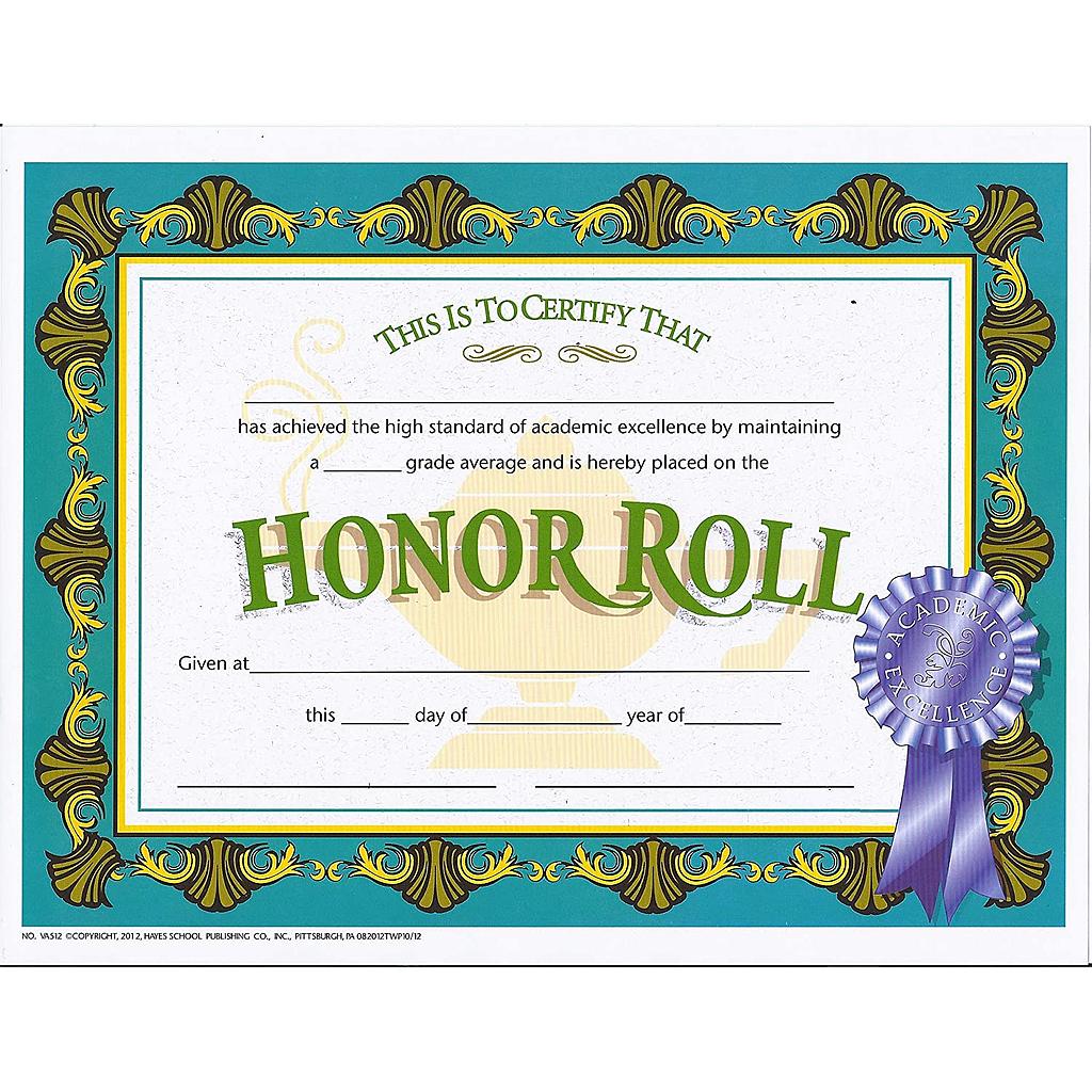 30ct Honor Roll Certificates