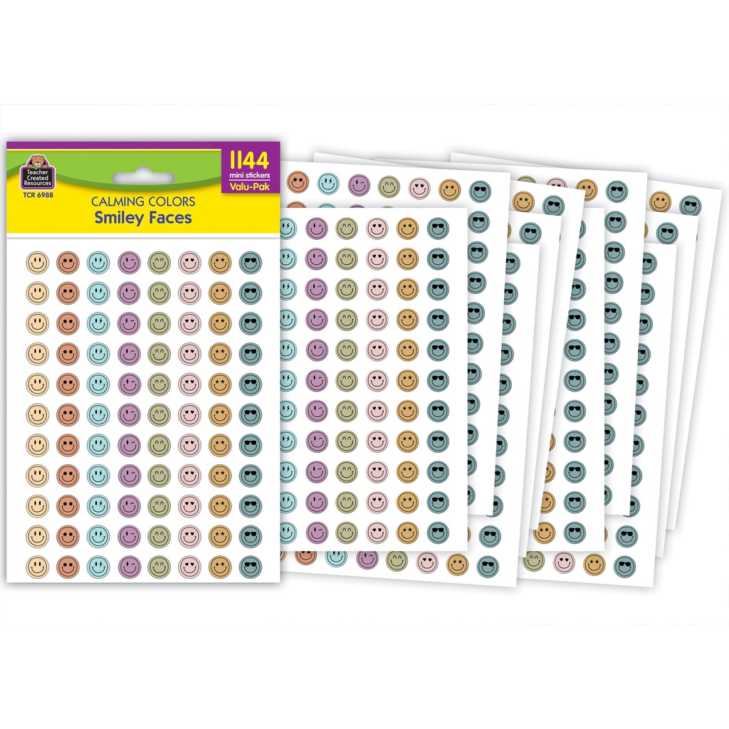 Calming Colors Smiley Faces Mini Stickers Valu-Pak