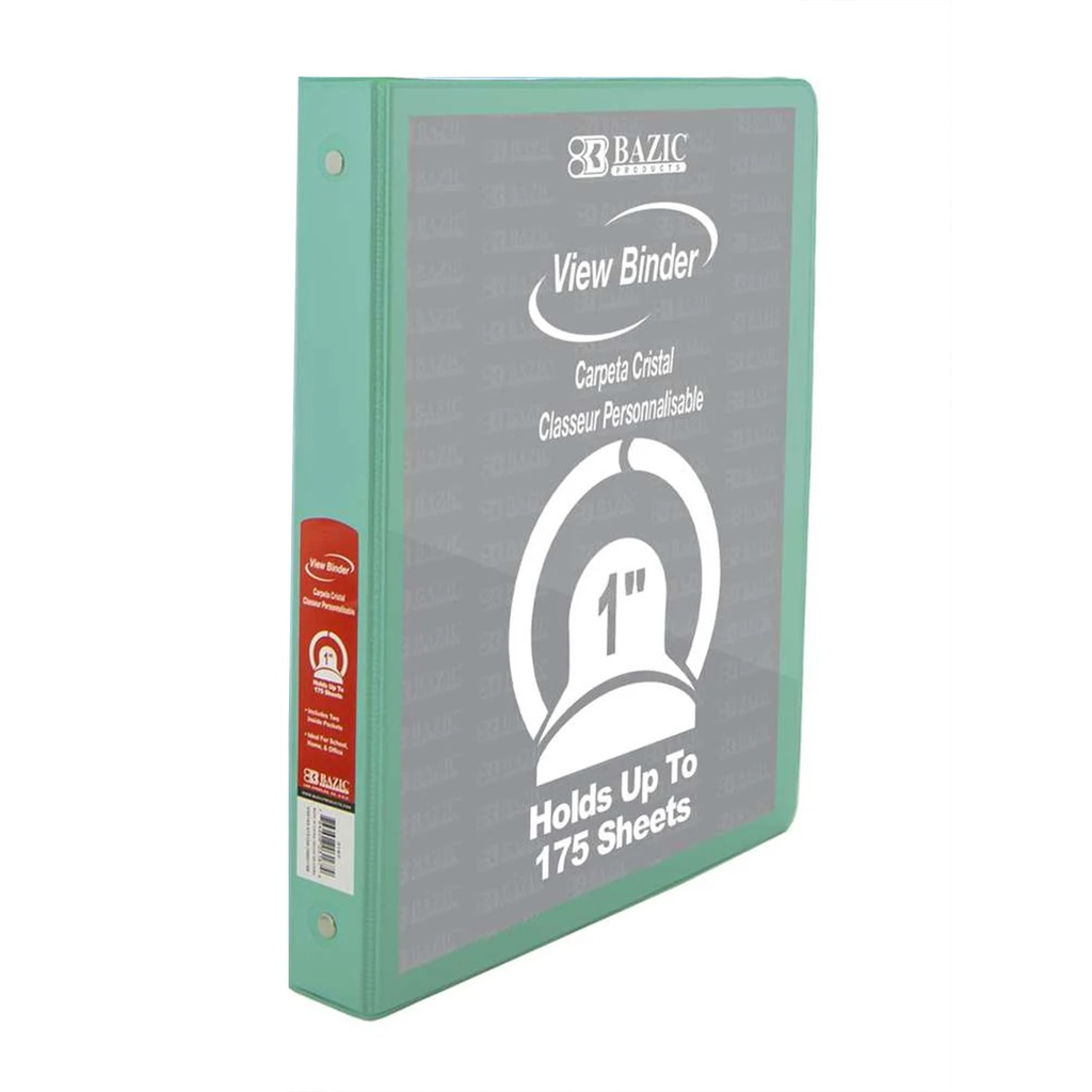 1" Pastel View 3 Ring Binder with 2 Pockets