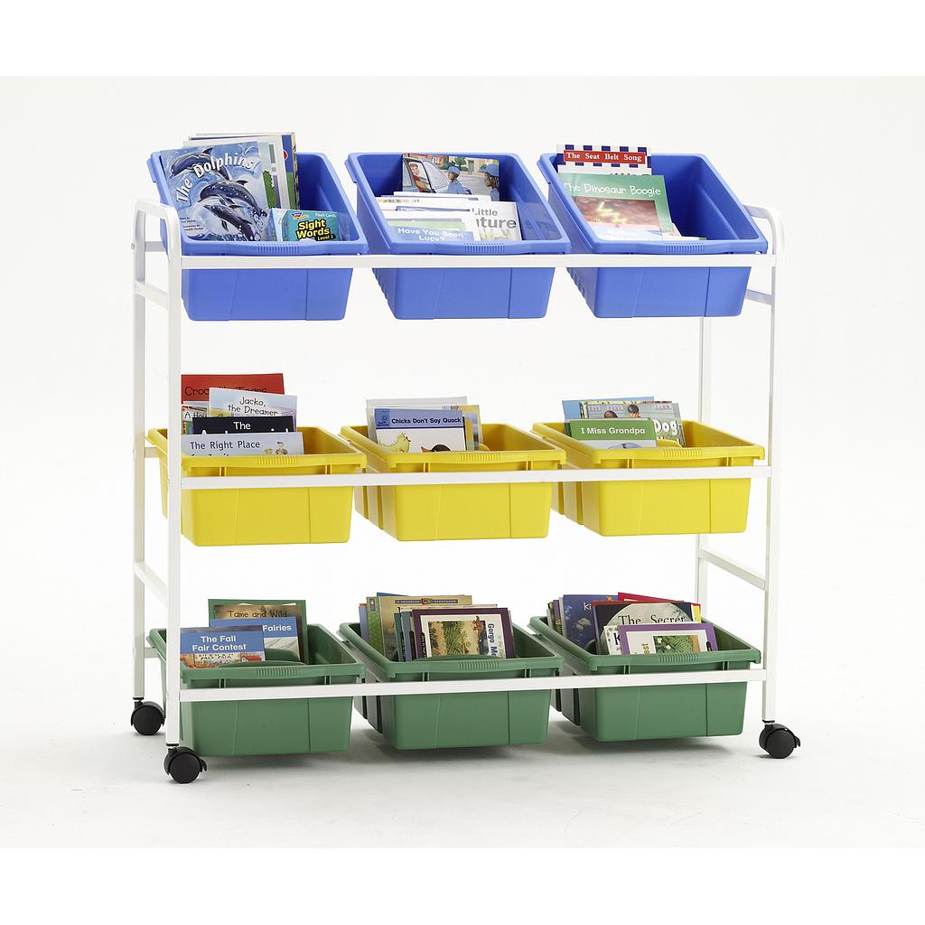 Leveled Reading Browser Cart with 9 Assorted Tubs