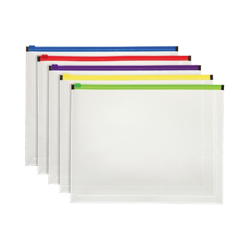 [85292 ESS] 5ct Poly Zip Envelopes Letter Size Assorted Color