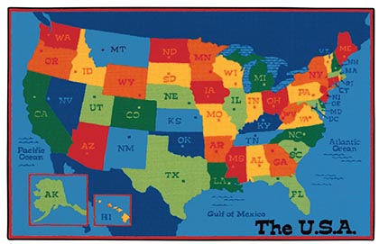 [7295 CFK] USA Map Plus Rug