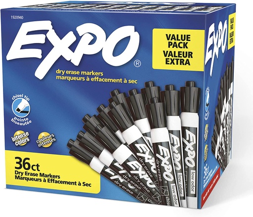 [1920940 SAN] 36ct Black Expo Low Odor Chisel Dry Erase Markers