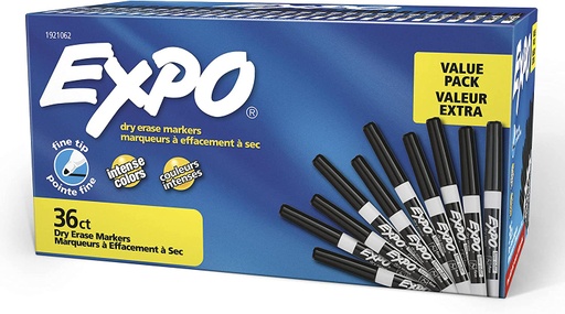[1921062 SAN] 36ct Black Expo Low Odor Fine Dry Erase Markers