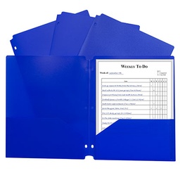 [33935 CL] Blue Poly Two Pocket Portfolio Folder 3 Hole Punch