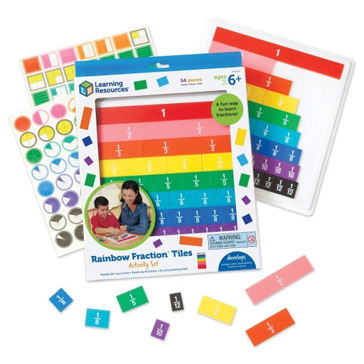 [0615 LER] Rainbow Fraction® Plastic Tiles with Tray, 51 Pieces (2010 ESP)