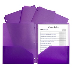 [33939 CL] Purple Poly Two Pocket Portfolio Folder 3 Hole Punch