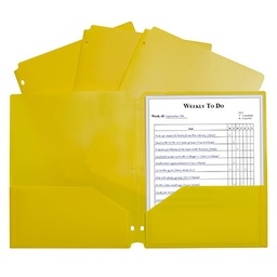 [33936 CL] Yellow Poly Two Pocket Portfolio Folder 3 Hole Punch