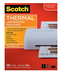 [TP5854100 MMM] 100ct Scotch 8.5in x 11in Thermal Laminating Pouches 5 mil