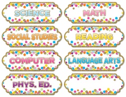 [19007 ASH] Confetti Classroom Subjects Magnetic Die-Cut Timesavers &amp; Labels