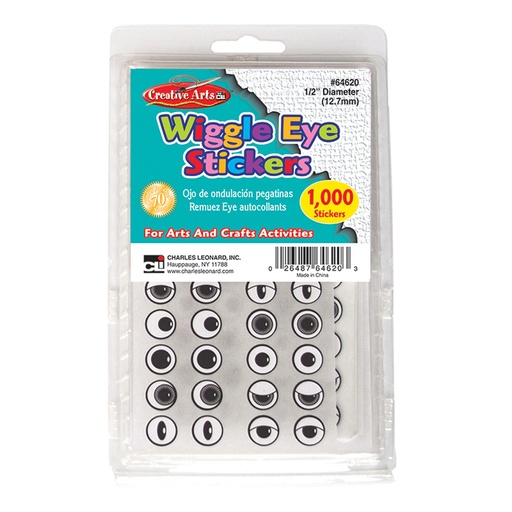 [64620 CLI] Wiggle Eye Stickers Assorted Styles Black 1000ct