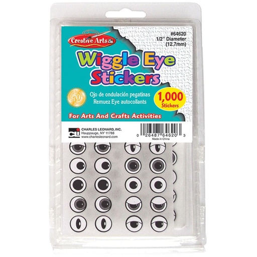 [64620 CLI] Wiggle Eye Stickers Assorted Styles Black 1000ct